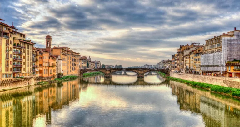 Arno river, Ponte vecchio, Florence, drone videos aerial footage