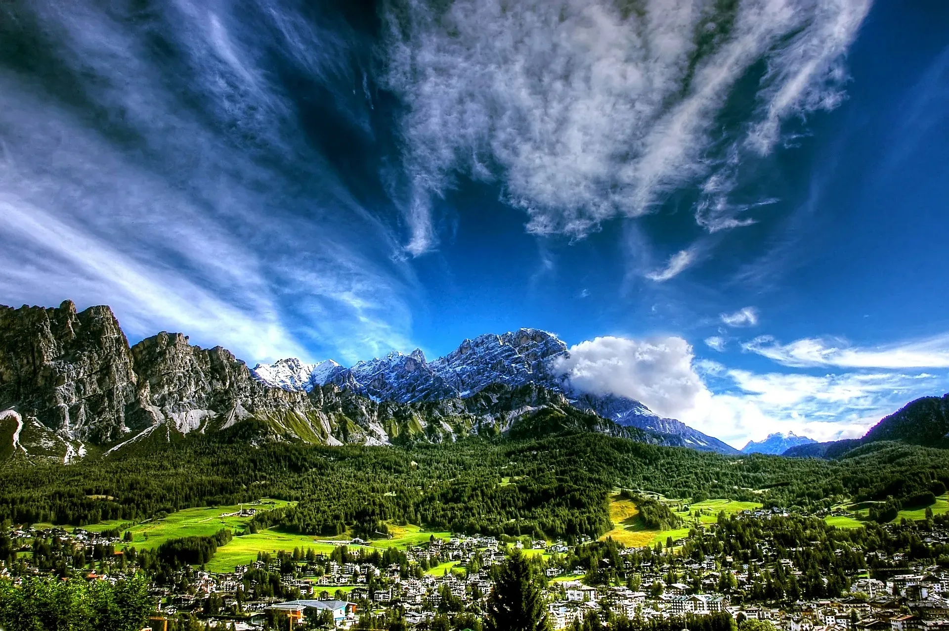drone quality aerial footage in the Dolomite Alps in Cortina d'Ampezzo