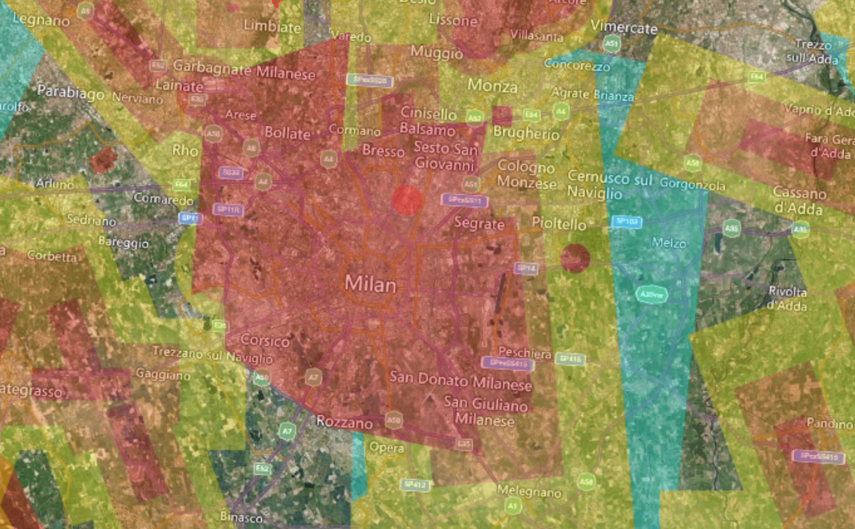 zone rosse - spazio aereo vietato ai droni a Milano!