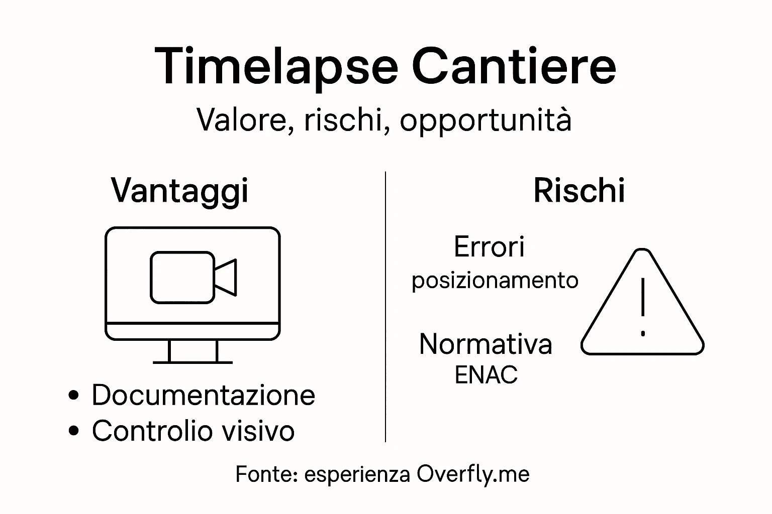 Infografica: vantaggi e svantaggi del timelapse in cantiere