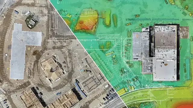 Orthophoto and elevation model from a drone survey