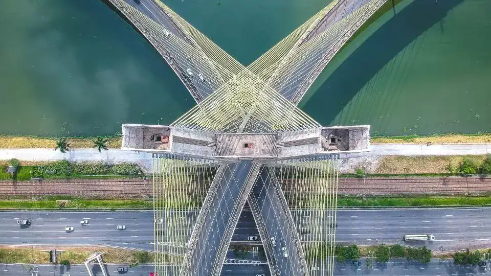 Orthophoto of a bridge produced with drone photogrammetry
